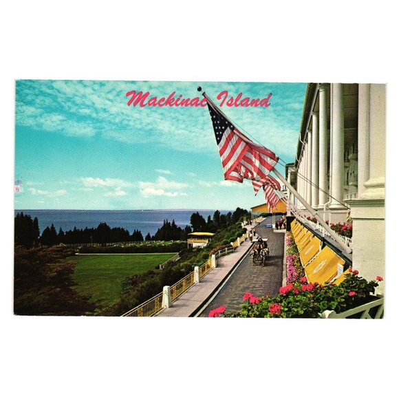 Mackinac Island Grand Hotel Postcard Vintage L L Cook Co 1964 Longest Porch - Picture 1 of 2